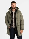 Ombre Clothing Pánska klasická dlhá bunda parka olivová Ombre Clothing