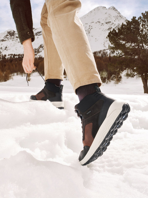 Geox Hnedé pánske členkové topánky Geox Spherica 4X4 ABX