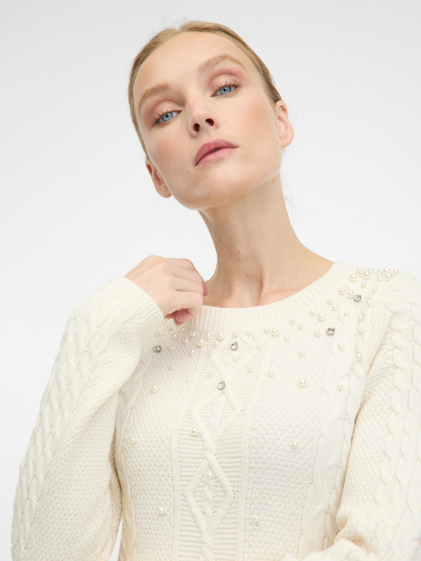 Orsay Krémové dámske šaty ku kolenám ORSAY