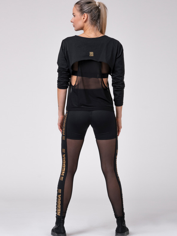 Nebbia Čierna dámska sieťovaná košeľa INTENSE 805