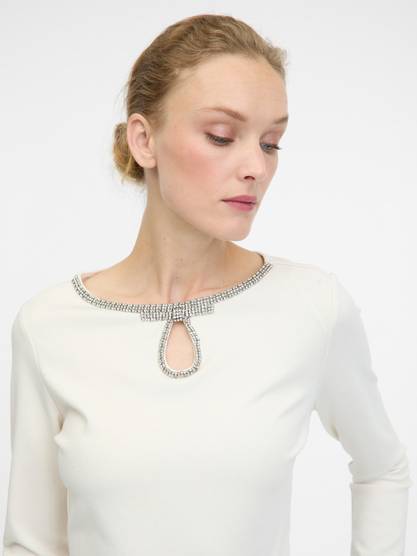 Orsay Krémová dámska blúzka s dlhým rukávom ORSAY