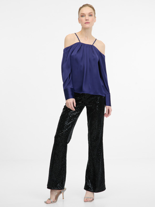 Orsay Tmavomodrá dámska blúzka s odhalenými ramenami ORSAY