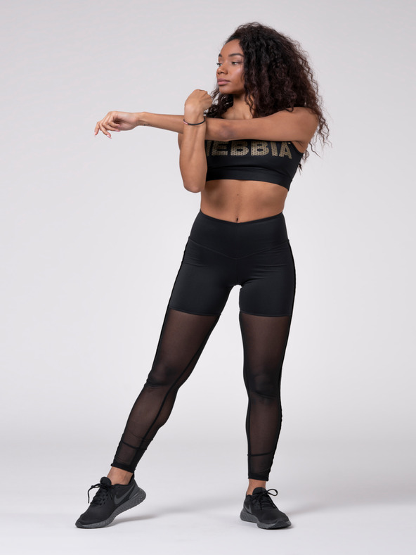 Nebbia Čierne dámske priesvitné športové legíny Nebbia
