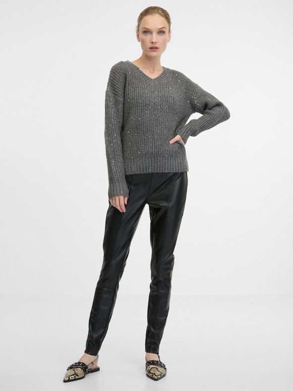 Orsay Čierne dámske kožené nohavice ORSAY