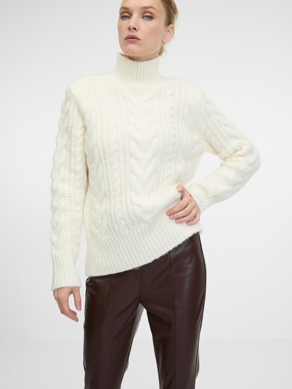 Orsay Hnedé dámske kožené nohavice ORSAY