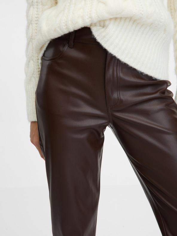 Orsay Čierne dámske kožené nohavice ORSAY