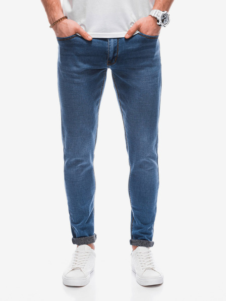 Edoti Modré pánske slim fit džínsy Edoti