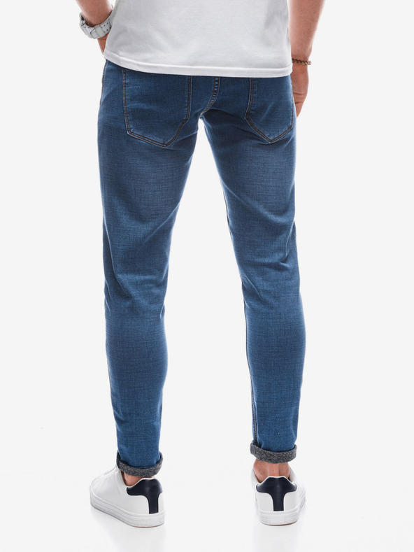 Edoti Modré pánske slim fit džínsy Edoti