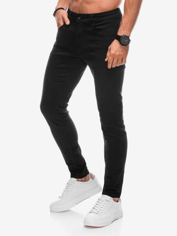 Edoti Čierne pánske slim fit džínsy Edoti