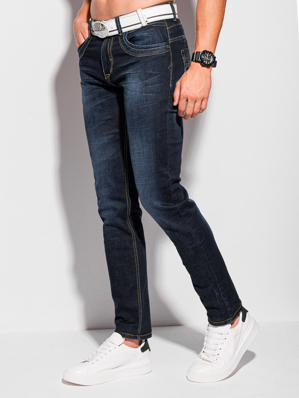 Edoti Tmavomodré pánske džínsy Edoti