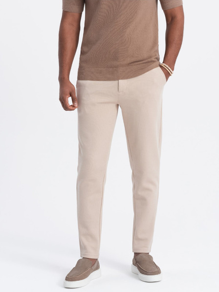 Ombre Clothing Béžové pánske mrkvové nohavice Ombre Oblečenie