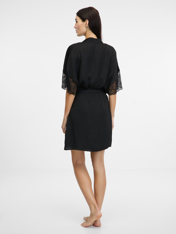 Orsay Čierny dámsky saténový župan ORSAY