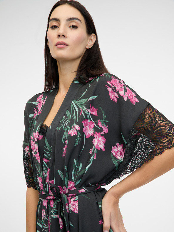 Orsay Čierny dámsky saténový župan ORSAY