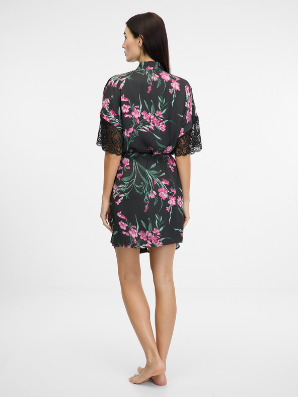 Orsay Čierny dámsky saténový župan ORSAY