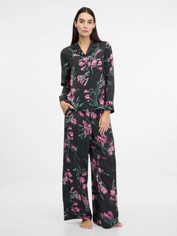 Orsay Čierna dámska saténová nočná košeľa ORSAY