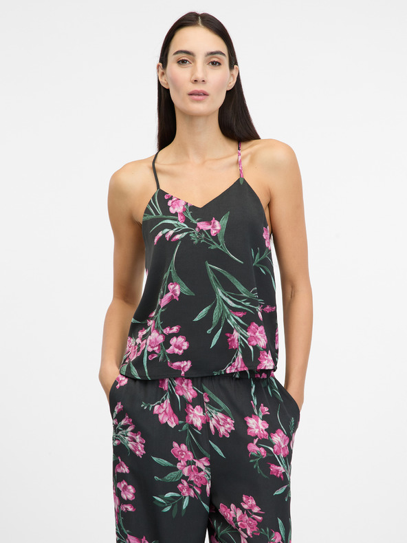 Orsay Čierny dámsky saténový pyžamový top ORSAY