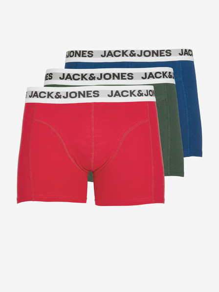 Jack & Jones Súprava troch pánskych boxeriek v modrej, zelenej a červenej farbe Jack & Jones Rikki