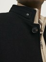 Jack & Jones Čierny pánsky vlnený kabát Jack & Jones
