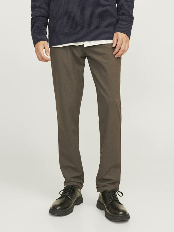 Jack & Jones Tmavohnedé pánske chino nohavice Jack & Jones Marco