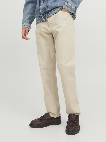 Jack & Jones Béžové pánske džínsy rovného strihu Jack & Jones Chris