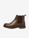 Jack & Jones Tmavohnedé pánske kožené čižmy Jack & Jones Vaux