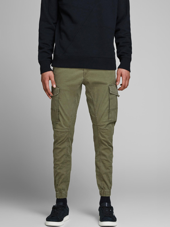 Jack & Jones Zelené pánske nohavice Jack & Jones Paul