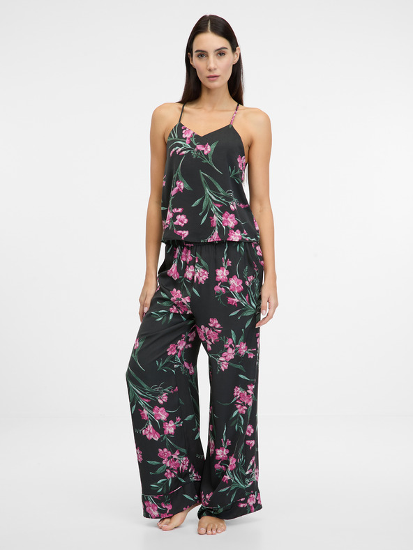 Orsay Čierne dámske saténové pyžamové nohavice ORSAY