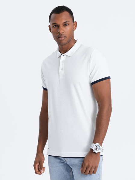 Ombre Clothing Biele pánske polo tričko Ombre Clothing