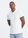 Ombre Clothing Biele pánske polo tričko Ombre Clothing