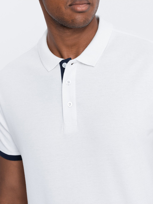 Ombre Clothing Biele pánske polo tričko Ombre Clothing