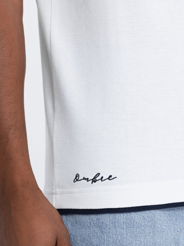 Ombre Clothing Biele pánske polo tričko Ombre Clothing
