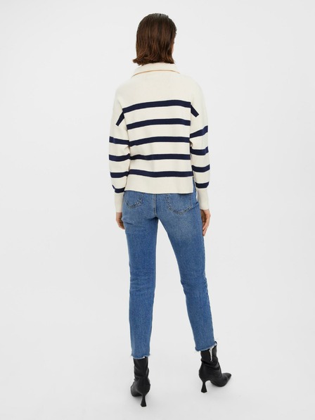 Vero Moda Modro-smetanový pruhovaný sveter VERO MODA Saba