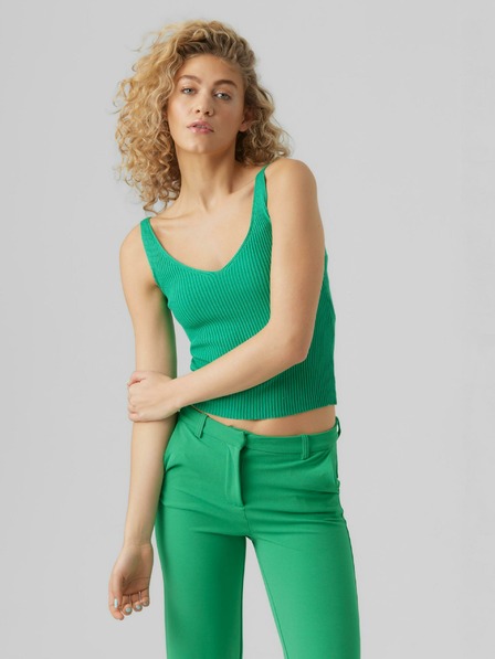 Vero Moda Zelené dámske rebrované základné tielko VERO MODA Glory