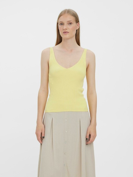 Vero Moda Svetložlté dámske rebrované základné tielko VERO MODA Glory