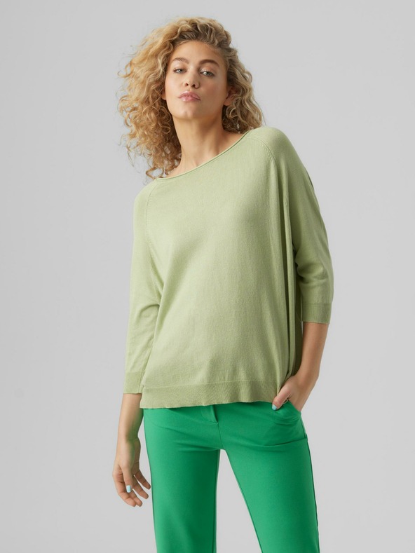 Vero Moda Svetlozelený ľahký sveter VERO MODA Nellie