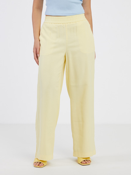 Vero Moda Svetložlté dámske nohavice so širokými nohavicami by VERO MODA Carmen