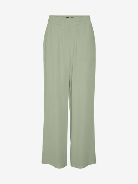Vero Moda Svetlozelené dámske nohavice so širokými nohavicami by VERO MODA Carmen