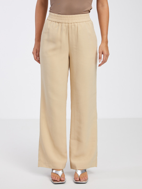 Vero Moda Béžové dámske nohavice so širokými nohavicami VERO MODA Carmen
