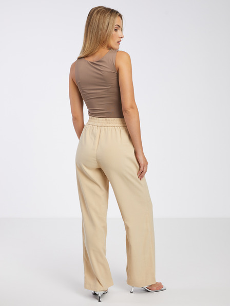 Vero Moda Béžové dámske nohavice so širokými nohavicami VERO MODA Carmen