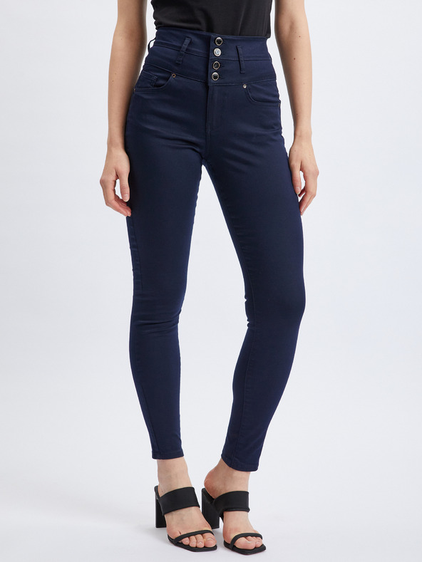 Orsay Tmavo modré dámske skinny fit nohavice ORSAY