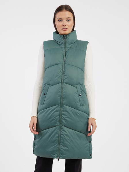 Vero Moda VERO MODA tmavozelená dámska dlhá vesta Uppsala