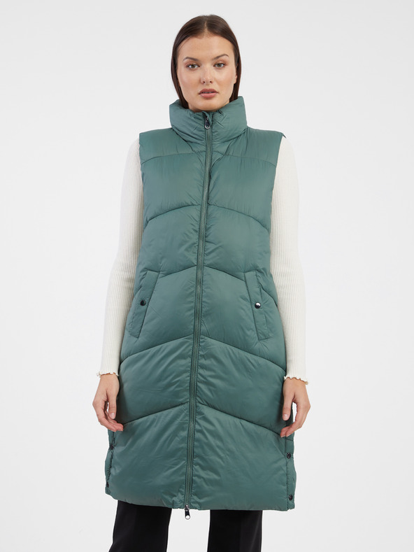 Vero Moda VERO MODA tmavozelená dámska dlhá vesta Uppsala