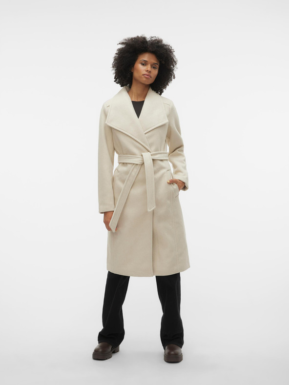 Vero Moda Krémový dámsky kabát VERO MODA Paula