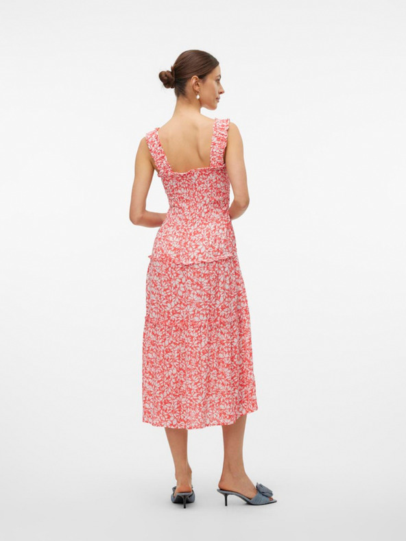 Vero Moda Červeno-biele midi šaty Vero Moda Menny