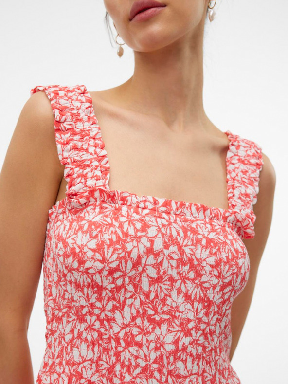 Vero Moda Červeno-biele midi šaty Vero Moda Menny