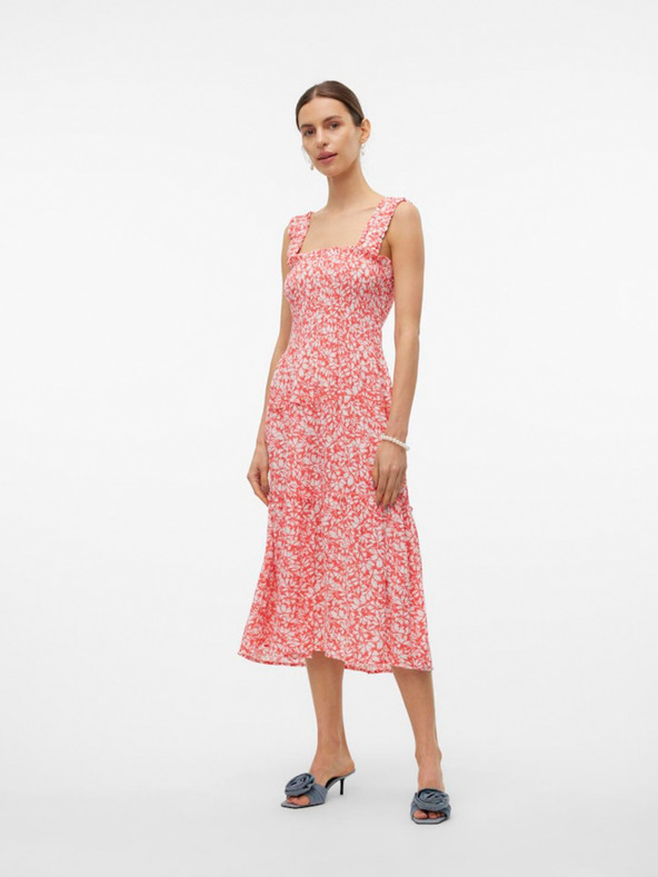 Vero Moda Červeno-biele midi šaty Vero Moda Menny