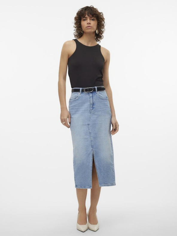 Vero Moda Svetlomodrá dámska džínsová midi sukňa Vero Moda Veri