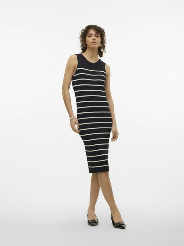 Vero Moda Čierne dámske pruhované šaty Vero Moda Gizelle