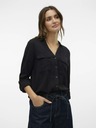 Vero Moda Čierna dámska ľanová blúzka Vero Moda Linn Bumpy
