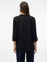 Vero Moda Čierna dámska ľanová blúzka Vero Moda Linn Bumpy